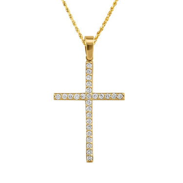 Diamond Cross Pendant 14k Yellow Gold 0.75 Ctw